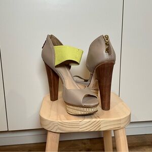 Biondi Beige and Yellow Women's Heels